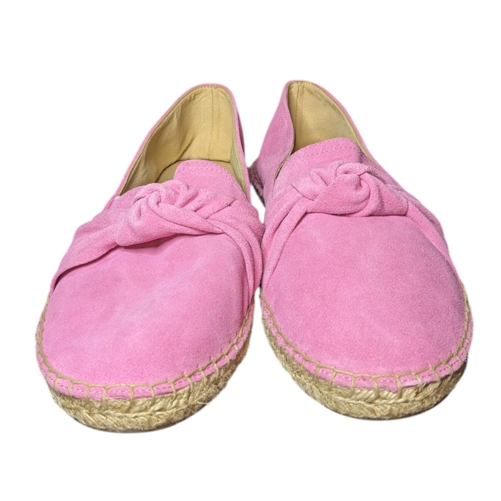 Talbots | Izzy Pink Leather Suede Cinched Flat Espadrilles Women's Size 9.5 - Picture 5 of 9